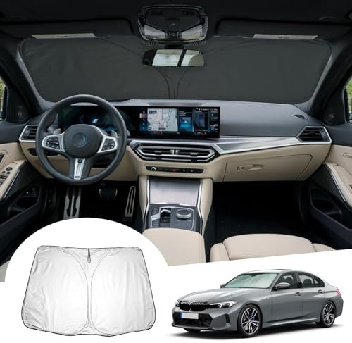 GAFAT Compatible con BMW Serie 3 G20 G21 i3 G28/ Serie 4 G22 i4 G26 2019-2024 2025 Protección Solar para Parabrisas Interior, Parasol, Enfriamiento, Protección UV, Serie 3 Accesorios