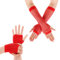 Yolev 2 Paar Netzhandschuhe Rot Damen Fingerlose Handschuhe Lang Kurz Netzhandschuhe 80er-Jahre Retro Party Disco Maskerade Kostüm Zubehör