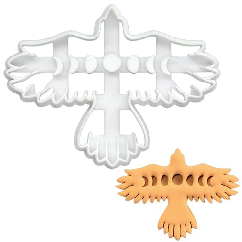 BAKERLOGY Emporte-pièce Corbeau avec Phases de Lune - Conception détaillée d'emporte-pièces pour la pâtisserie et l'artisanat, adaptée au fondant, à la pâte, à l'argile