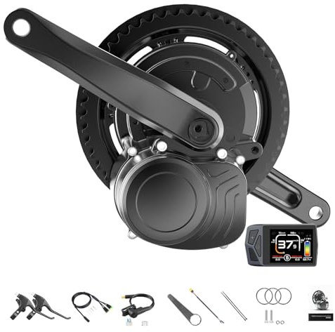 TSDZ Mittelmotor 36V 250W TSDZ2B mit EKD01 Mehrsprachig LCD Anzeige, 2024 Version TSDZ2 Elektrofahrrad Umbausatz Drehmomentsensor Mittelmotor,Kein Batterie