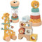 Nene Toys Spielzeug ab 1 Jahr – Montessori Baby Holzspielzeug 4-in-1 Set mit Klangbausteinen, Regenmacher, Stapelturm & Jirafa-Labyrinth – Holzbausteine Motorikspielzeug Geschenk Junge Mädchen