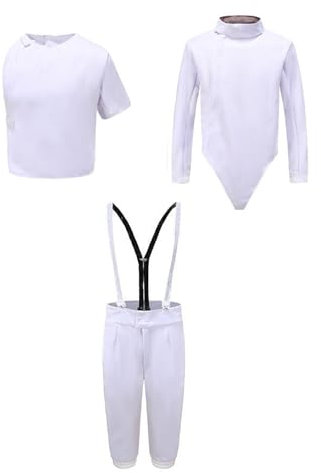LYXXJRYBHD 350N 3-teiliges Fechtanzug für Kinder und Erwachsene, Fecht-Ausrüstung, Jacke, Hose, Weste für Florett, Degen, Säbel für Linkshänder(60#)