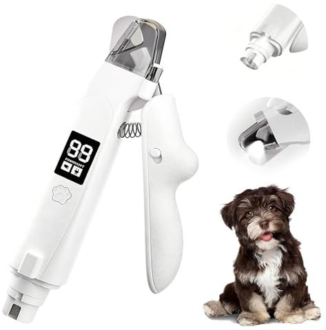 Lichtschere Pro, 2 in 1 Krallenschere für Hunde, Krallenschere Katzen Krallenschleifer für Hunde, Haustier Nagelknipser mit LED-Licht, Nagelfeile Krallenpflege für Mittlere & Kleine und Katzen