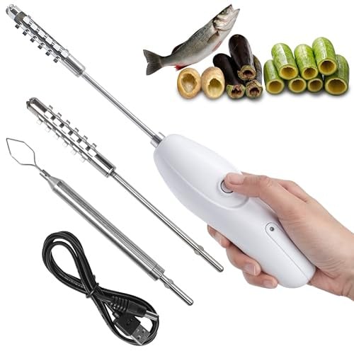 Cordless Electric Corer With 2 Cutter Heads, Portable Vegetable Machine Scraper, Stainless Steel Rechargeable Fruit Digging for Zucchini Scraping Scale