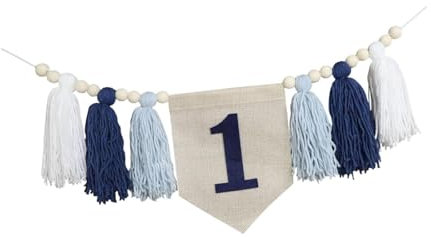 Oshhni 1. Geburtstagsdekoration 1 Geburtstag Banner für Hochstuhl Seil 200 cm Jungen Mädchen Geburtstag Hängende Dekoration Hochstuhl Banner, Blau