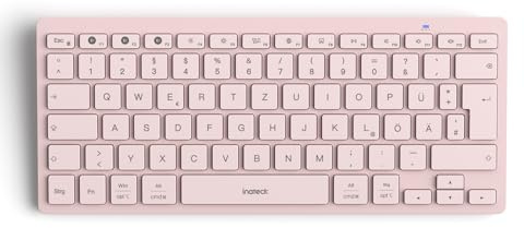 Inateck Bluetooth Keyboard for 3 Multi-Device, Ergonomic Design | Compatible with iPad/Windows/Android/iOS,Oversized Keycaps,Pink
