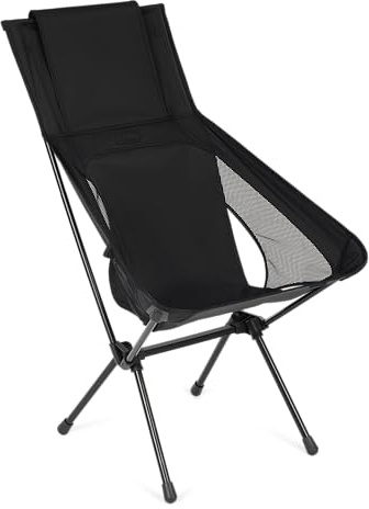 Helinox Sunset Chair (re), verstaubare Outdoor-Möbel, Sommerurlaubssitz, faltbar, leicht, hoher Rückenlehnenkomfort, nachhaltige, umweltfreundliche Materialien, 1,6 kg, Blackout Edition