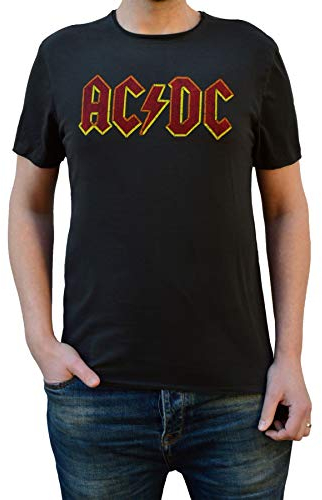 Amplified Herren, T-Shirt, ACDC LOGO MENS CREW TEE, Grau (Charcoal), XXL
