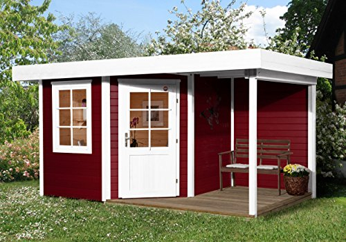 weka Designhaus 213 A Gr.2, 5-Eck, schwedenrot, 28 mm, ET, F, Anbau 150 cm