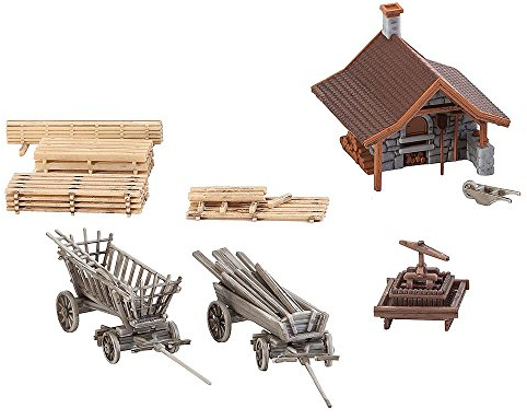 FALLER Fa 232359 - Casetta con Accessori per modellismo Ferroviario, modellismo, Marrone, Grigio
