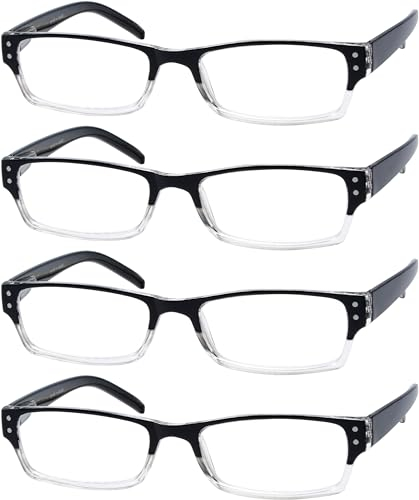 Eyekepper 4er-pack Damen und Herren Rechteckige Lesebrille mit Federscharnieren in Schwarz +1.75