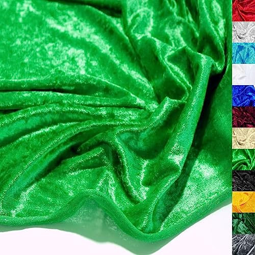 TOLKO 1m Pannesamt Stoff Meterware | glänzender Stretch Samt 145cm breit für Vorhänge Gardinen Bühne Kostüm Kleid Bekleidung | Pannesamt-Dekostoff | Stoffe zum Nähen Meterware Dekorieren (Grün)