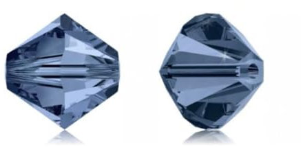 Adabele österreichische facettierte lose Doppelkegel-Kristallperlen, 6 mm, dunkles Indigo, kompatibel mit Swarovski-Kristallen 5301/5328 SSB620, 200 Stück