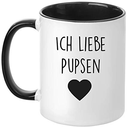 TassenTicker - Ich liebe Pupsen - Tasse - Kaffeetasse - 4 Farben auswahl - (Schwarz)
