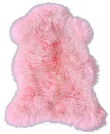 Moro-Design Lammfell Schaffell gefärbt Leder Fell Teppich Lambskin sheepskin 80cm-150cm (Rosa, 101-110cm)