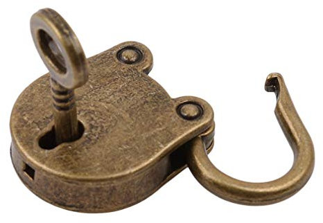 Ogquaton Metal Vintage Estilo Antiguo Mini candado Caja de Equipaje Pequeño Bloqueo de Teclas Color de Cobre Uso en el hogar Hardware Decoración, Aleación, Cobre, TAMAÑO Útil y práctico