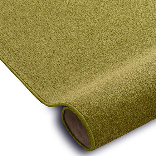 rugsx Einfarbiger Teppich Eton für Zimmer, Wohnzimmer, Schlafzimmer, Teppichboden Auslegware, grün, Verschiedene Größen, 100x250 cm