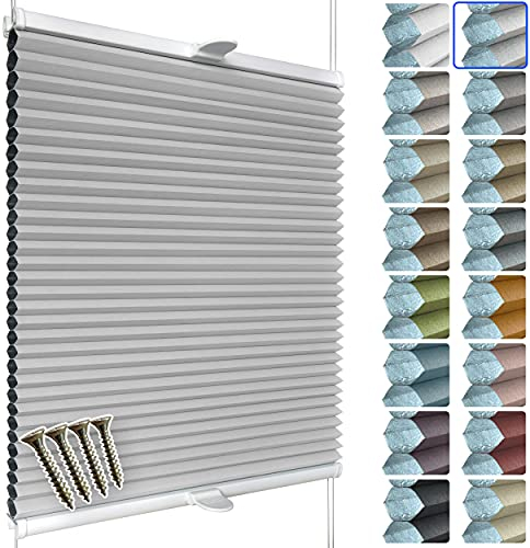 SchattenFreude Waben-Plissee nach Maß für Fenster & Tür | 100% verdunkelnd/Blackout | Zum Anschrauben in der Glasleiste | Hellgrau (Weiße Rückseite), Breite: 110-120cm x Höhe: 100-150cm
