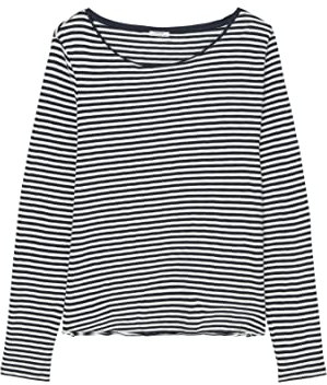 Marc O'Polo Denim Damen Langarmshirt aus Bio-Baumwolle gestreift, Blau (Multi/Scandinavian Blue), M