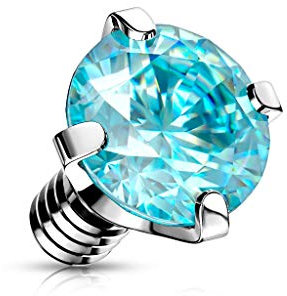 Paula & Fritz® Aufsatz-Dermal Anchor 3 mm Zirkonia hellblau 316L Chirurgenstahl 1,2 mm Gewinde Haut-Anker Skin Diver Implantat Kugel