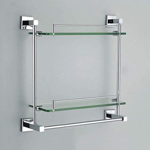 WLVG Étagère en Verre Étagère en Verre à 2 Couches Étagères de Salle de Bain Étagères de Douche en Verre trempé (Taille: 35 cm / 13,7 ``)
