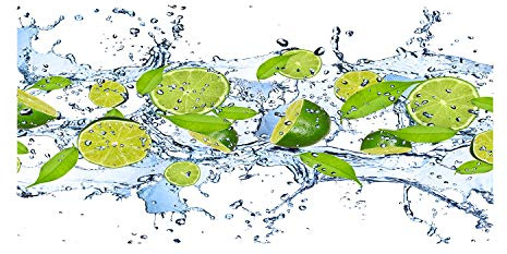 Tulup Splashback 39.37x19.68 inch / 100x50cm Kitchen Protection Induction Cooker Wall Protection Glass Panel Tempered Glass Toughened Safe Glass Kitchen Panel Splash-back - Green - limes and water