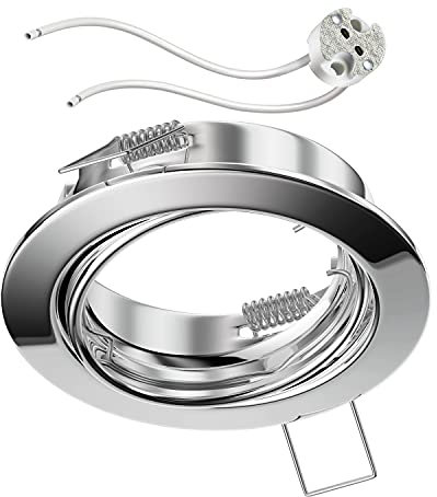 ledscom.de Decken-Einbaurahmen FERE Einbaurahmen chrom schwenkbar (LED/Halogen/MR16/50mm) inkl. GU5.3 Fassung