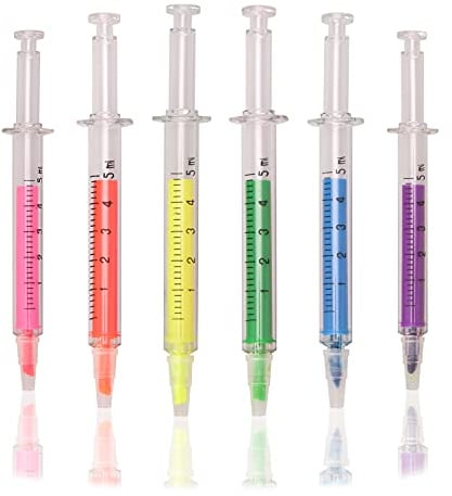 Euvoym 6 PCS Novelty Syringe Pens Nurse Syringe Highlighter Pens Injection Pen Syringe Pen for Office School Home (6)