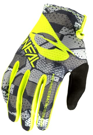 O'NEAL | Fahrrad- & Motocross-Handschuhe | Kinder | MX MTB DH FR Downhill Freeride | Langlebige, Flexible Materialien, belüftete Handoberseite | Matrix Youth Glove Camo V.22 | Grau Neon-Gelb | Größe S