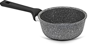 ILLA Planeta Stielkasserolle mit Antihaft-Griff, 16 cm, induktionsgeeignet, aus 100% recyceltem Aluminium, hergestellt in Italien