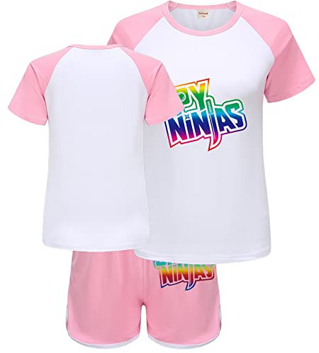Spy Ninjas Merch Ensemble pyjama 2 pièces pour fille T-shirt + short, rose, 8 ans