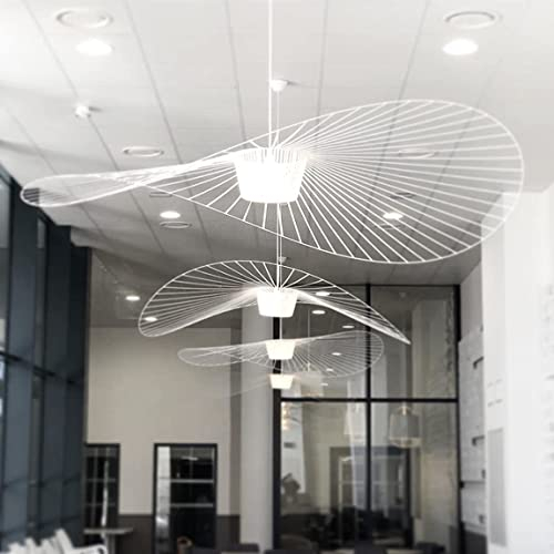 GLZXMQBP Lustre Vertigo Suspension Blanc 100 cm, Lampe Vintage Suspension Vertigo Rétro LED Salon Lustre for Intérieur Salon Fibre De Verre +Polyuréthane De Chapeau LED E27,Blanc,100cm
