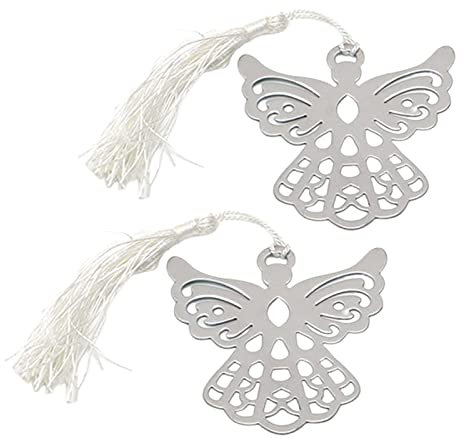 Facynde 2 Stück Engel Lesezeichen Gefälligkeiten,2 x Metallbevorzugungs-Engel-Lesezeichen - 2 Engels-Lesezeichen für Hochzeit, Par, Valentinstagsgeschenk, einzigartige Form, wasserdicht