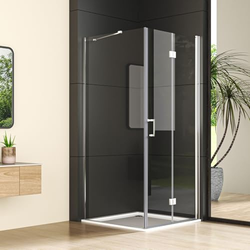Duschkabine 75 x 75cm Duschtür Falttür mit Seitenwand Eckeinstieg Falttüren 6mm ESG Glas Duschabtrennung Eckdusche Eck-Duschkabine Drehtür