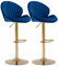 chairus 2er Set Drehbarer Barhocker aus Samt Hohe Hocker Höhenverstellbar Barstuhl Ohne Arme Küchenstühle mit Fußstütze (Blau(Samt)-2)