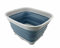 SAMMART 15L Collapsible Dishpan with Draining Plug - Foldable Washing Basin - Portable Dish Washing Tub - Space Saving Kitchen Storage Tray (Grey/Steel Blue)