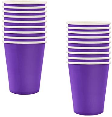 ATBEAMEN 16PCS Deep Purple Paper Cups,Disposable Paper Cup Solid 9oz Paper Cups Tableware Birthday Decorations Party Cups Party Drinking Cups for BBQs,Halloween,Picnic,Baby Shower,Party Cups Supplies
