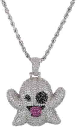 YAHOYA Iced Out Ghost of Grimace Anhänger Halskette Gold Farbe Glitter Cubic Zirkon Männer Hip Hop Rock Cool Schmuck