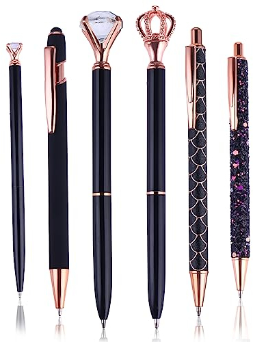 Cobee Kugelschreiber Set, Metallkristall Diamantstift 1,0 mm Feine Spitze Schwarze Tinte Glattes Schreiben Glitzerstift für Journaling ausgefallener Geschenk Männer Frauen Büro Schulbedarf (schwarz)