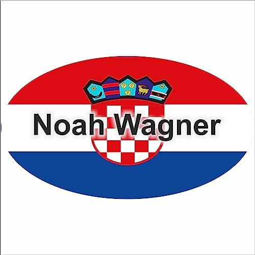 Kiwistar Autoaufkleber Fahne - Fahne - Kroatien - 15x9,9 cm - mit Wunschtext - Name - personalisiert - Namensaufkleber - Aufkleber - Racing