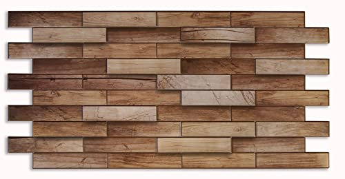Grace Baltic - 3D Wandpaneele für Innenwanddekoration Nicht klebende dünne und elastische PVC-Paneele Innenwanddekoration Wandtätowierungen Material 3D PVC (14 Stück / 6.58 m2), Walnuss