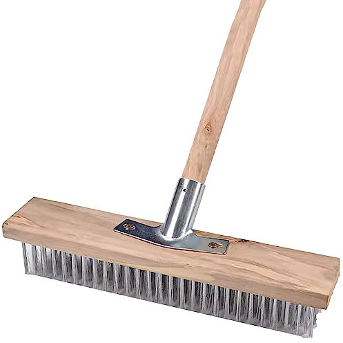 Brosses pour piscine 8/12/20 large Fil d'acier Brosse pour piscine, Commercial Grandes brosses à poils durs Brosse en bois pour nettoyer Carreaux Murs, marches d'escalier ( Color : Brush Handle+Head