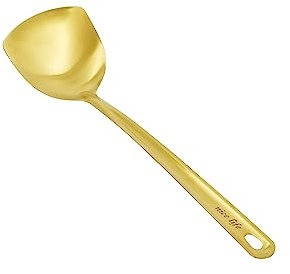 HOOZ 1x Pfannenwender aus Hochwertigem Edelstahl, Spülmaschinenfestes Küchen Zubehör, Robuster Küchenhelfer für Braten und Pfannengerichte (35 x 9,5 cm) (Gold)