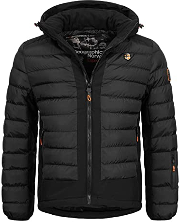 Geographical Norway Winter Jacke Parka Steppjacke Kapuze Kapuzenjacke Parka Outdoor Stepp FvS Production H-H, Farbe:Schwarz, Größe:M