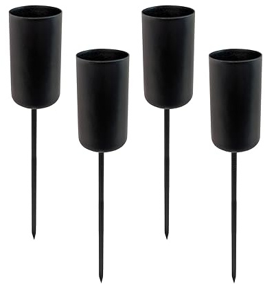Kerzenpick für Tafelkerzen 4er Set - schwarz - Kerzenhalter für Stabkerzen - Kerzen Stecker für Advents und Weihnachts Gesteck