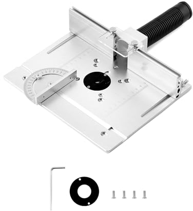 QWORK® Juego de placas de inserción de mesa para enrutador, Placa de montaje de aluminio con calibre de inglete para la mayoría de máquinas eléctricas de corte y grabado