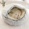 Lit pour Chat Moelleux,Lit pour Chien,Panier pour Chat,Semi-fermé Canapé,Panier pour Animal Domestique,Coussin Chat et Petit Chien Anti Stress,Lavable(Gris)