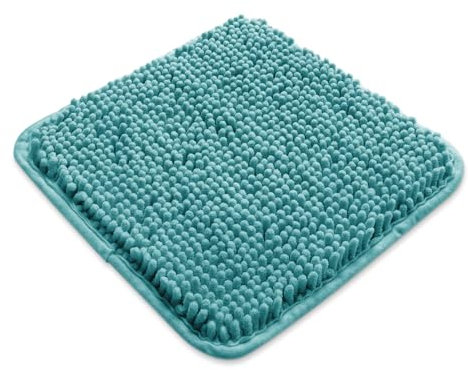 Yeaban Petit tapis de salle de bain en chenille épaisse, absorbant et lavable, antidérapant, pelucheux et doux pour salle de bain, douche, lavabo (bleu sarcelle)