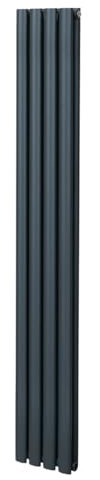 Oval Column Radiator 1800mm x 240mm Modern Designer Double Panel Central Heating Heater Matt Anthracite Grey Carbon Steel Vertical Kitchen Living Room FREE Cleaning Brush Fixing Kit & Brackets