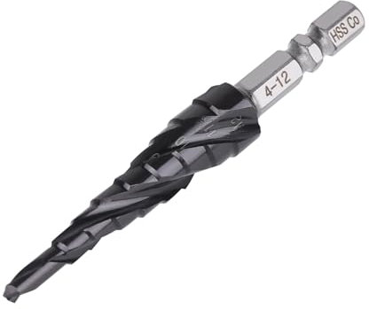 Vearter 4-12mm Stufenbohrer Metall, 9 Stufen Kegelbohrer Metallbohrer, HSS M35 Kobalt TiAlN Lochbohrer, Spiralnut Sechskantschaft Bohrer für Edelstahl, Aluminiumblech, Eisen, Kunststoff, PVC, Holz